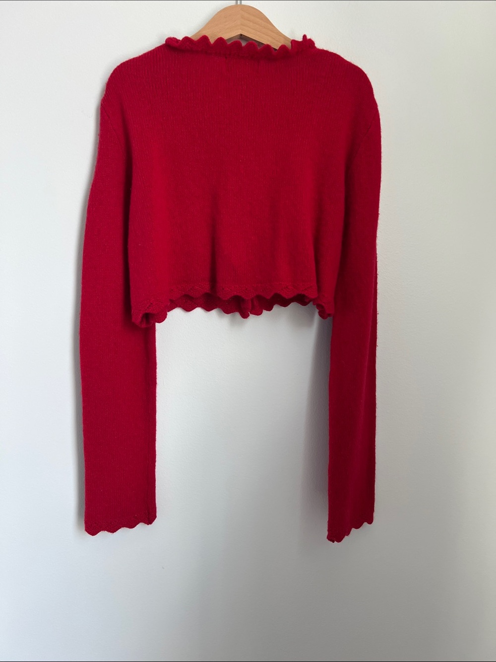 Polo by Ralph Lauren | Kids Bright Red Cropped Cardigan Scalloped Edges Sz XL - Picture 6 of 11